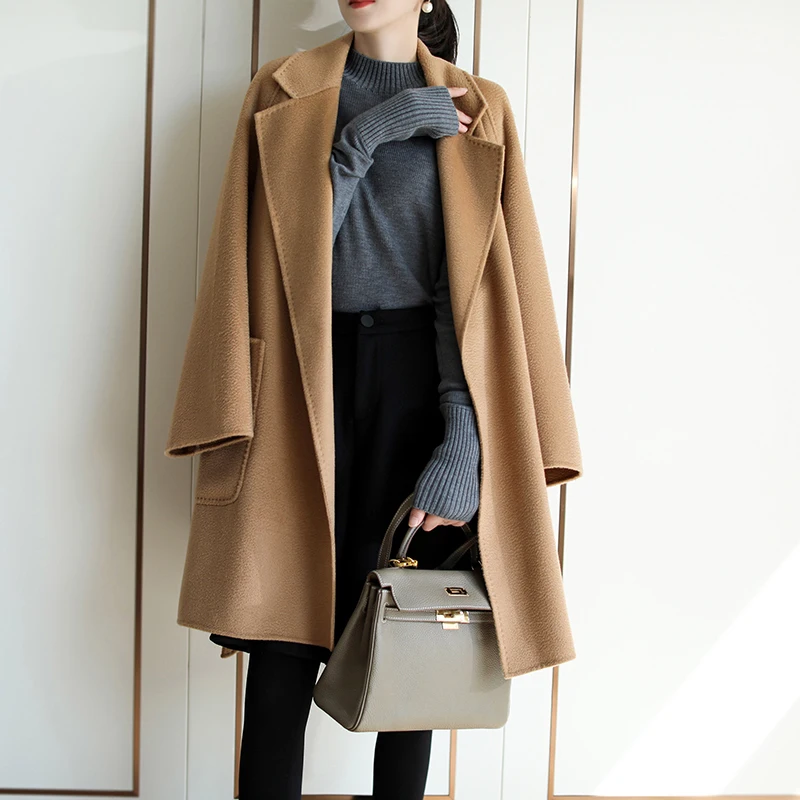 In 2025 the New Winter Hot Sale 100% Cashmere Coat Handmade Popular Design High Quality Solid Color  Jacket Spot Stock