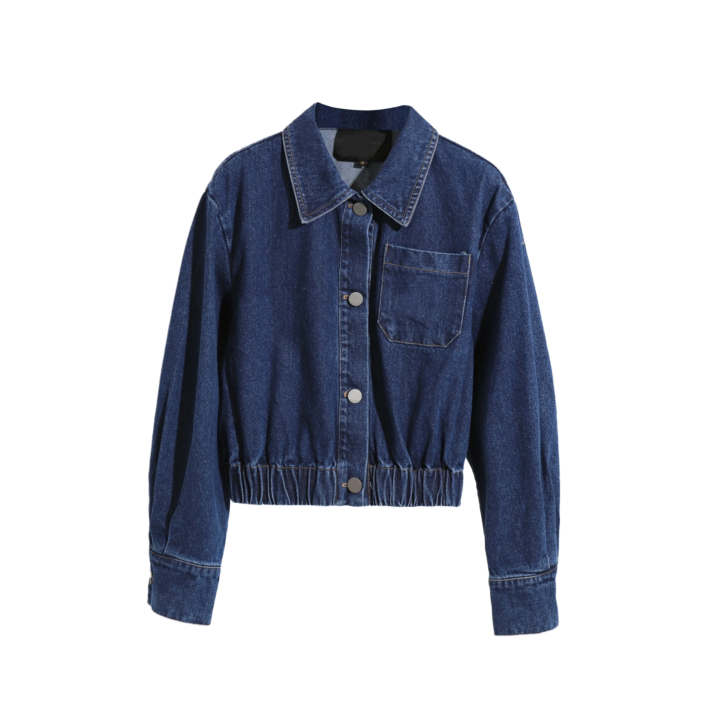 Turn Down Collar Cotton Jackets Cropped Denim Jacket Women