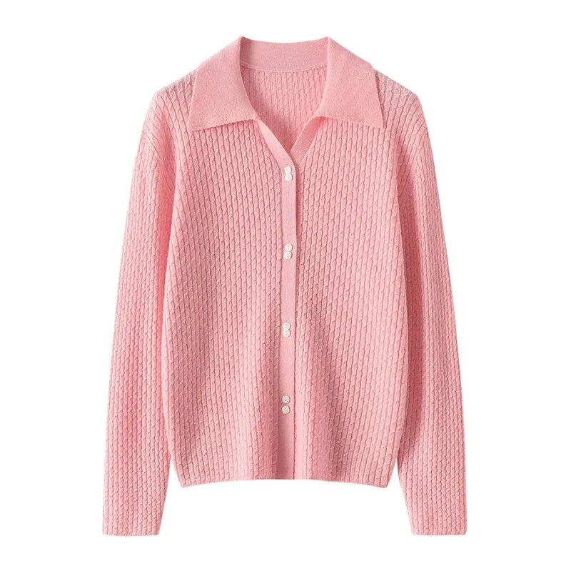 Polo Knitwear Single Breasted 100% Wool Knitted Cardigans for Women