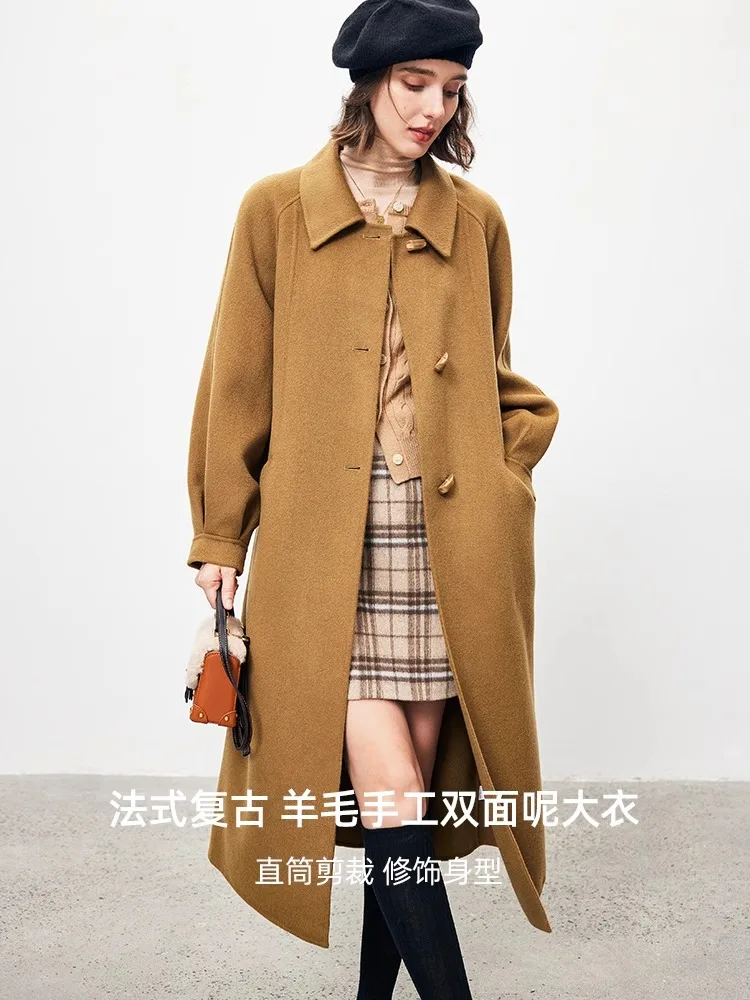 Double-faced Wool Coat for Women 2025 Autumn and Winter New Style High-end Temperament Medium-length Wool Coat