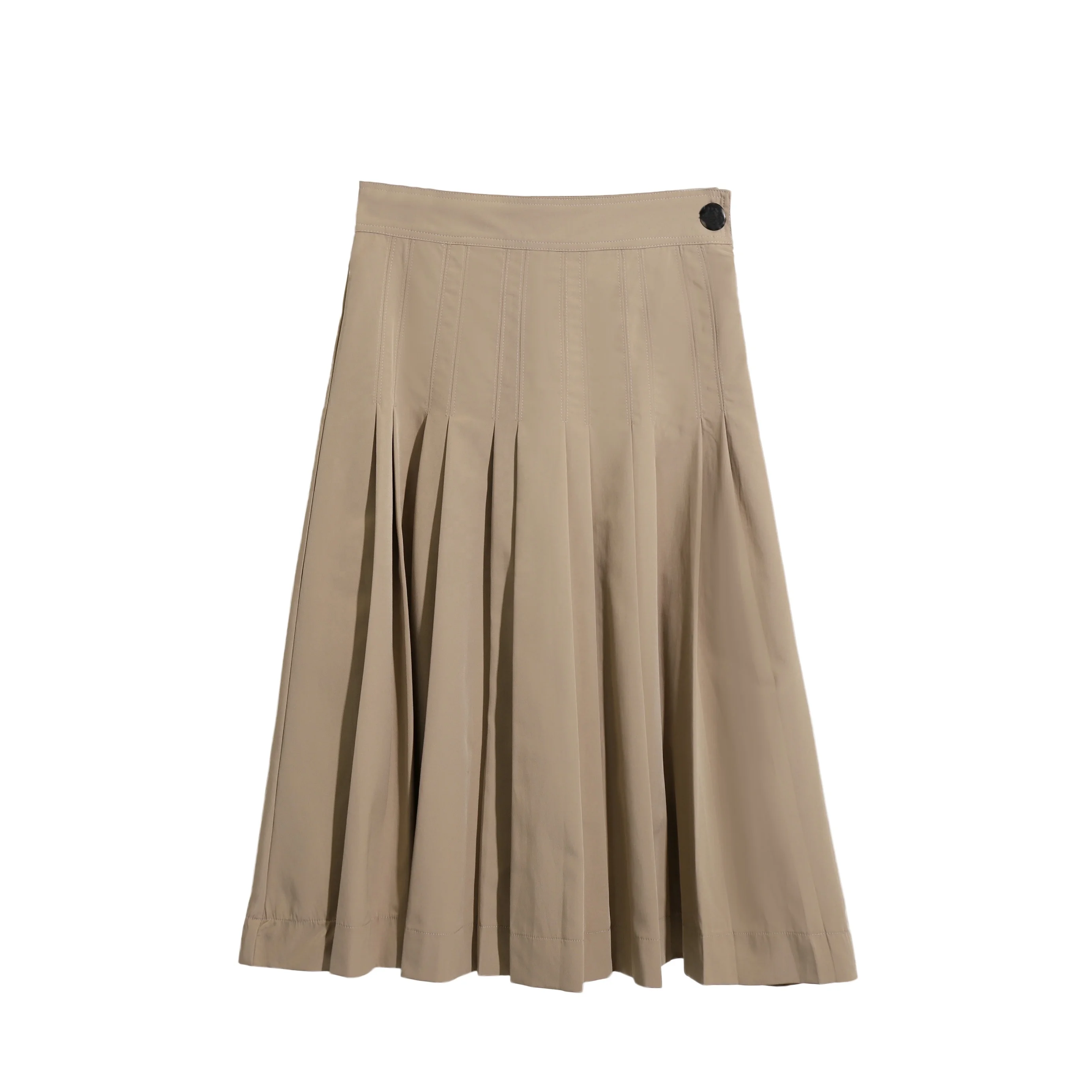 Fashion High Waist Medium Style Plus Size Cotton Polyester Pleated Skirts for Women