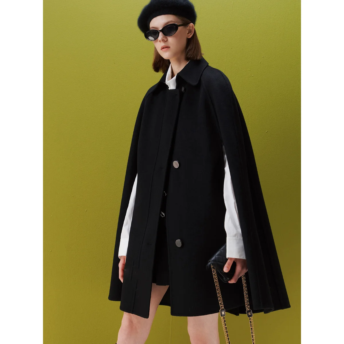 Fashion Street Cape Coat Modern Temperament Autumn and Winter Women Long Coat
