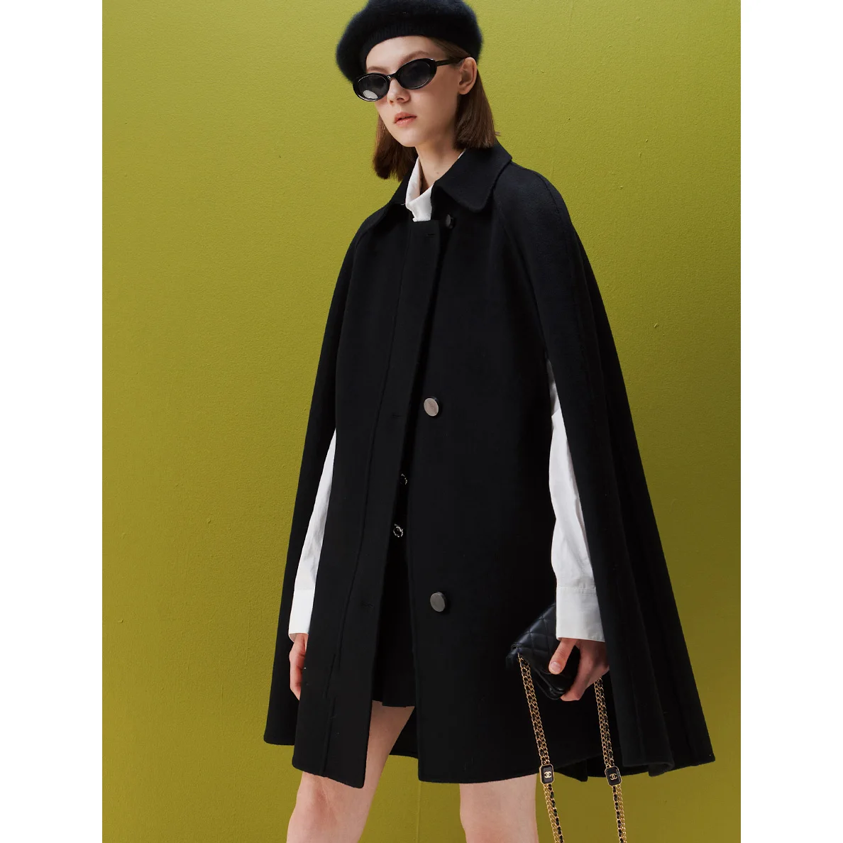 Fashion Street Cape Coat Modern Temperament Autumn and Winter Women Long Coat