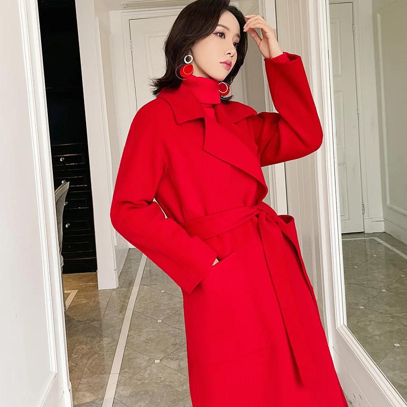 New High-end Winter High-quality Warm Thickened Cashmere Coat Double-breasted Version of the Elegant and Stylish