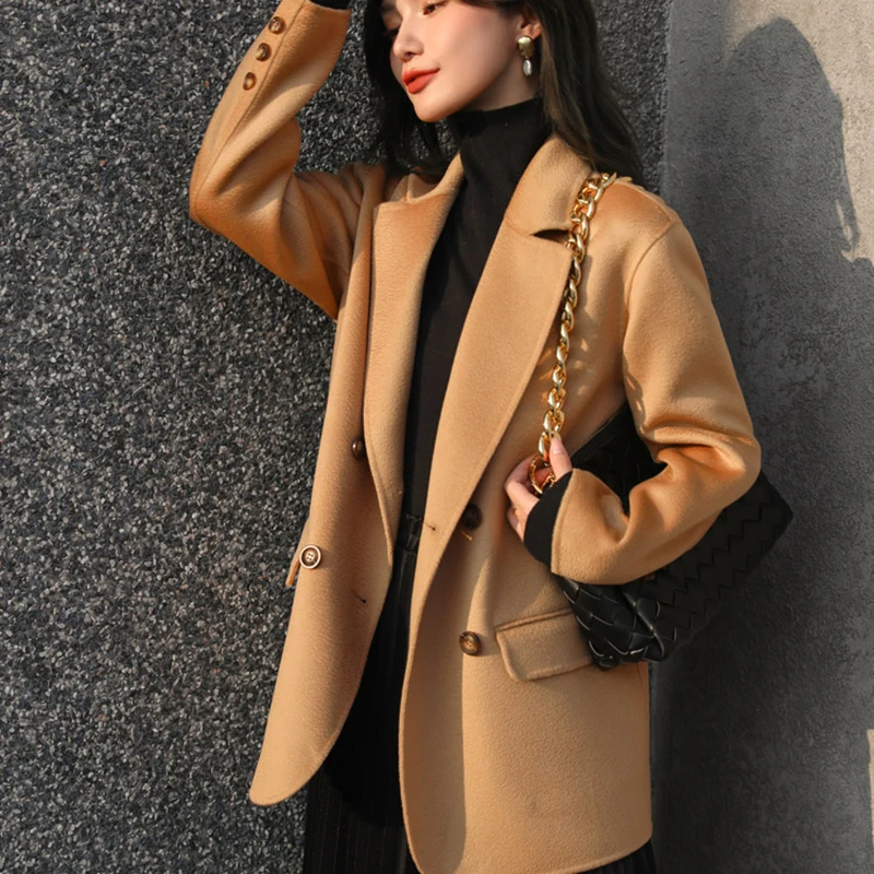 In 2025 the  Peru Winter Commuting High Quality New Design Cashmere Coat Short Payment Elegant New Pattern Double-breasted
