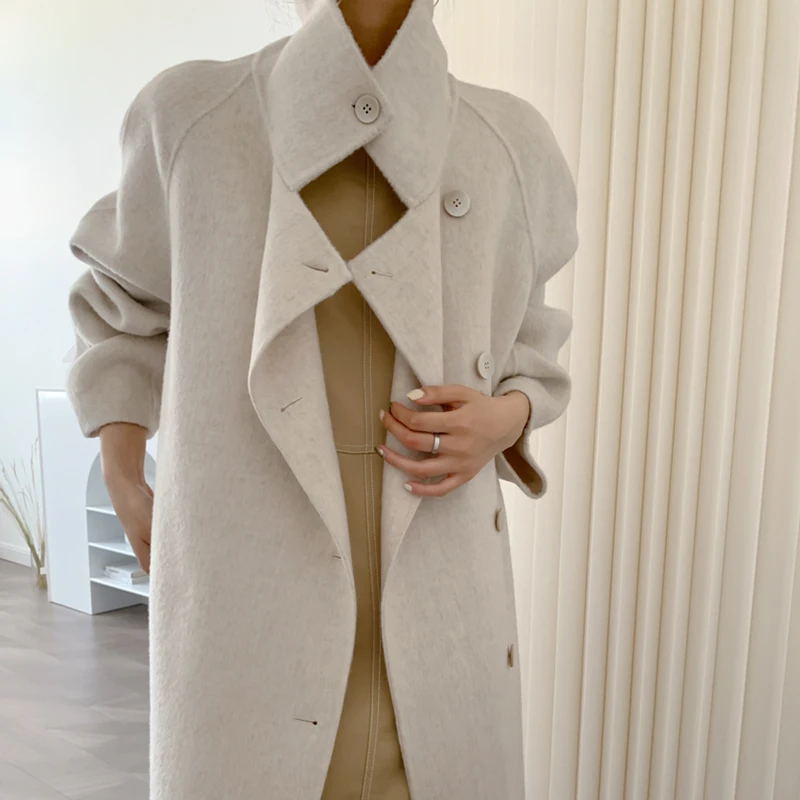 High-end Woolen Goods Winter  Cashmere Coat  Fashion Classic New Design Solid Color Jacket
