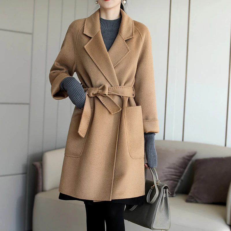 In 2025 the New Winter Hot Sale 100% Cashmere Coat Handmade Popular Design High Quality Solid Color  Jacket Spot Stock