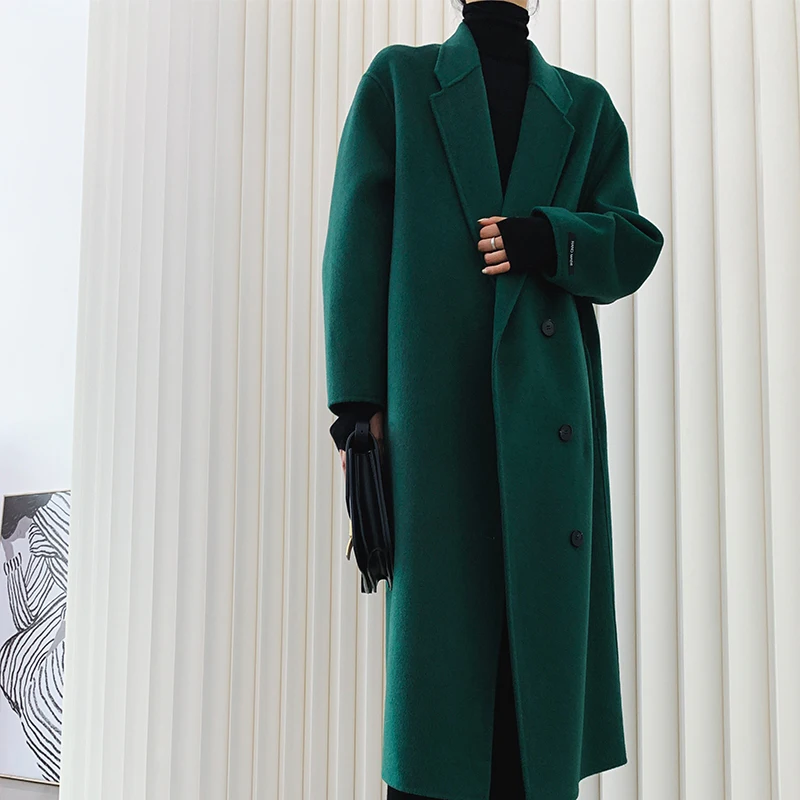 High-end Winter Long Piece Handmade Cashmere Coat Single Breasted New Design Unique Jacket Classic Quality Goods Women s