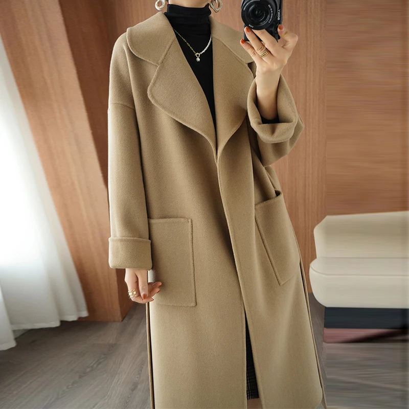 Manufacturing Production  Winter High Quality Keep Warm Cashmere Coat Handmade New Design Classic Stick Pocket