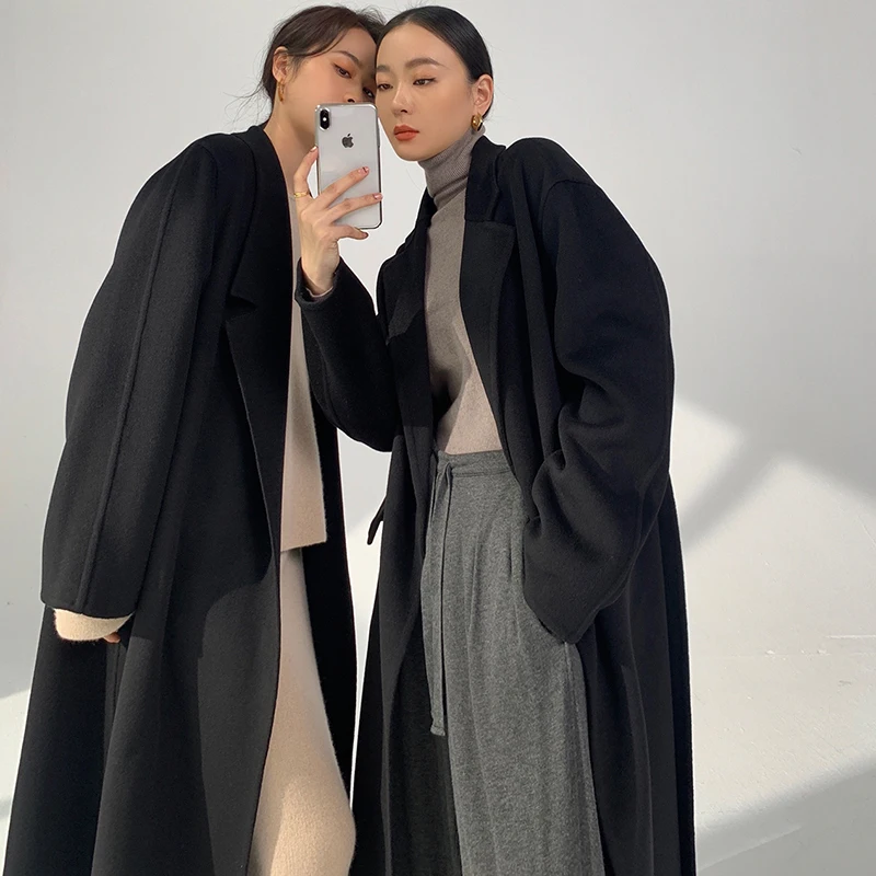 High-end Woolen Goods Winter  100% Wool Coat Single Breasted Fashion Classic New Design Solid Color Jacket