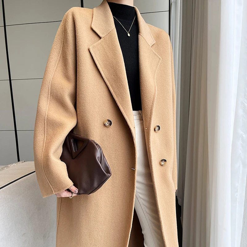 In 2025 the  Peru Winter High Quality New Design Stick Pocket 100% Wool Coat Elegant New Pattern Double-breasted Handmade
