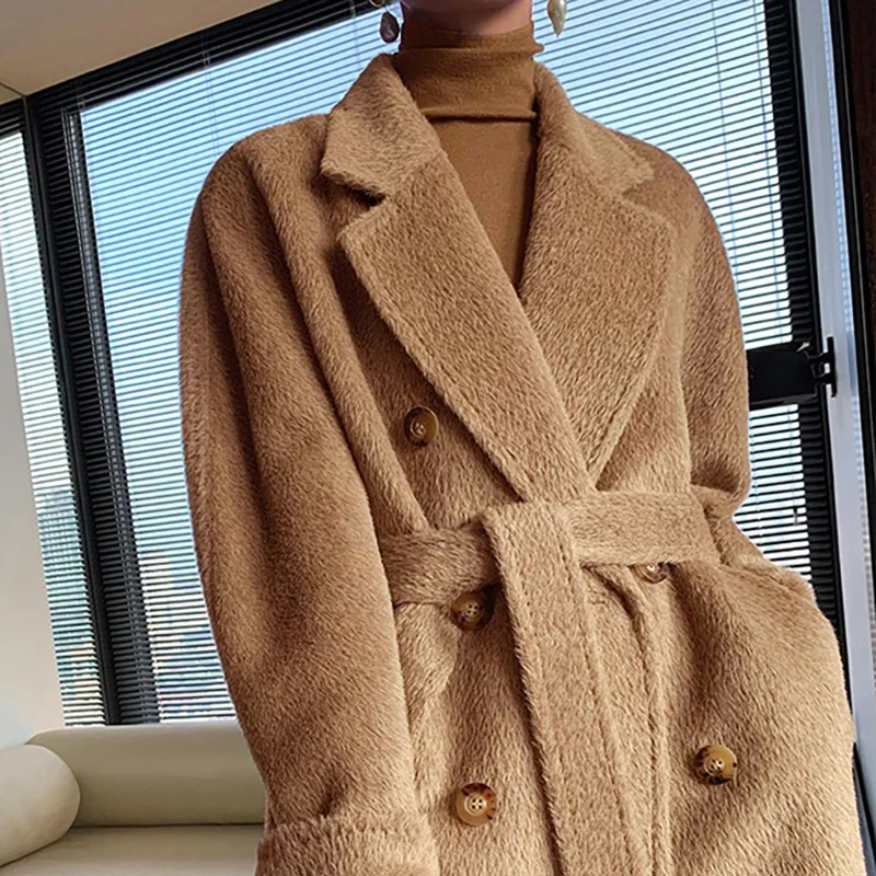 Popular Design Cashmere Coat in 2025 the New Women s (clothing) Autumn and Winter Plush Alpaca Hair Double-breasted  Jacket