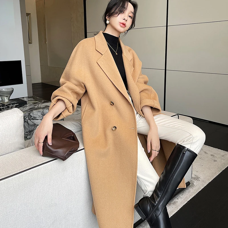 In 2025 the  Peru Winter High Quality New Design Stick Pocket 100% Wool Coat Elegant New Pattern Double-breasted Handmade
