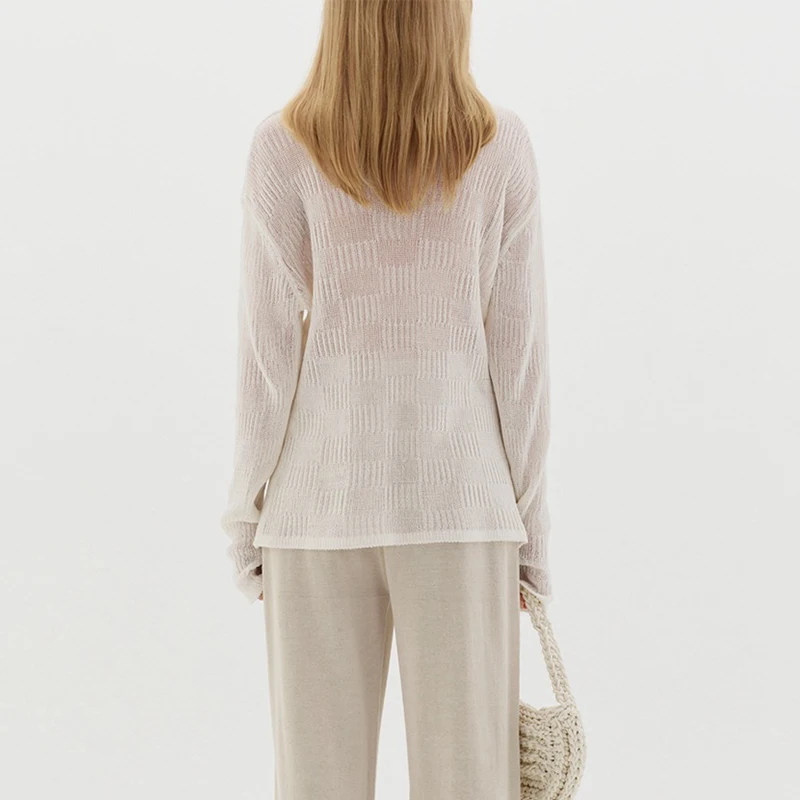 Long Sleeve O Neck Knitwear Women Knitted 100% Cotton Pullover Sweater