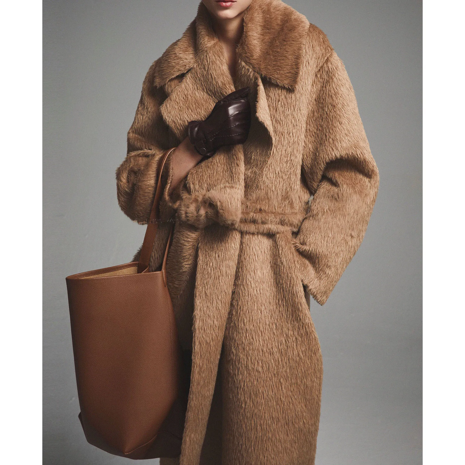 Peruvian Imported Alpaca Wool ALPACA Double-sided Long Wool 3.5 Needles Hand-sewn Large Lapel Coat