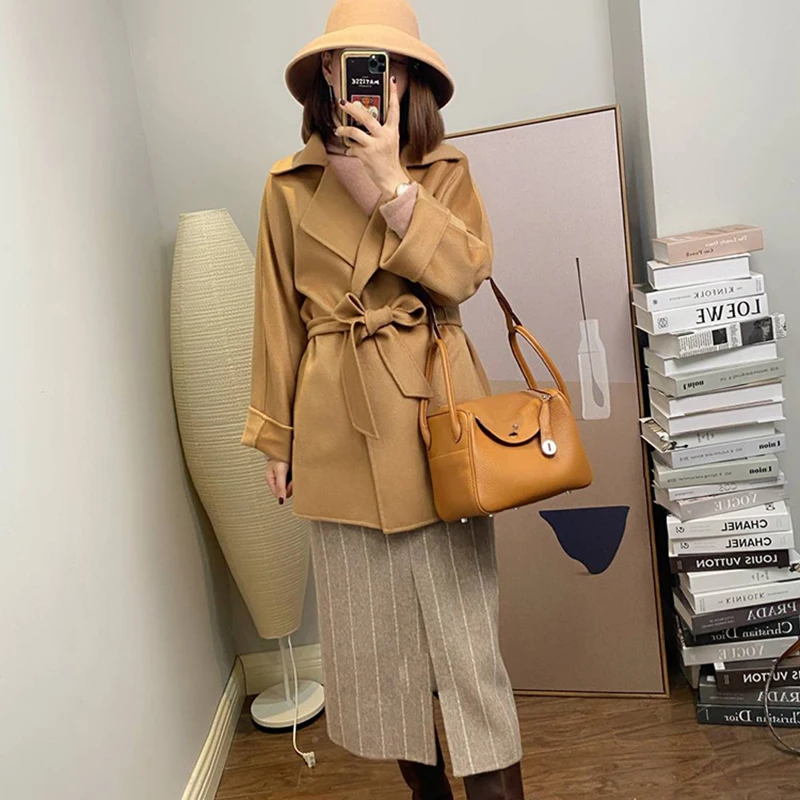 Haute Couture Fall and Winter Classic Elegant Simple Lacing Short Winter High Quality Wool Women’s Jacket Commuter