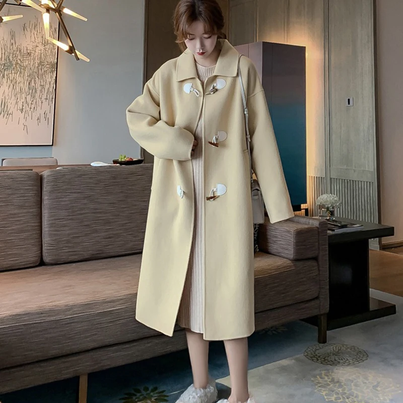 High-end Winter 100% Wool Coat High Quality Fashion Single-breasted New Design European Fashion commuter Handmad