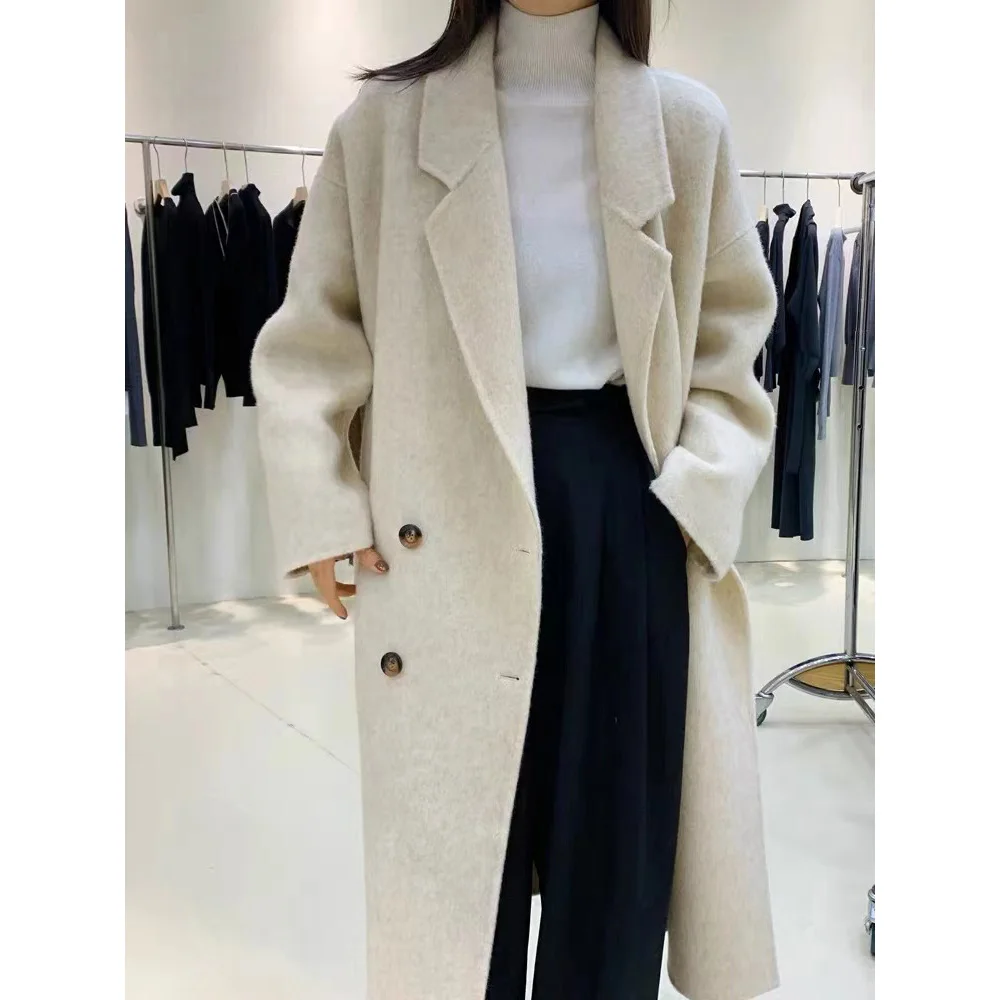 Autumn and Winter Simple Casual Double-breasted Slim Short Wool Women’s Multi-color Coat
