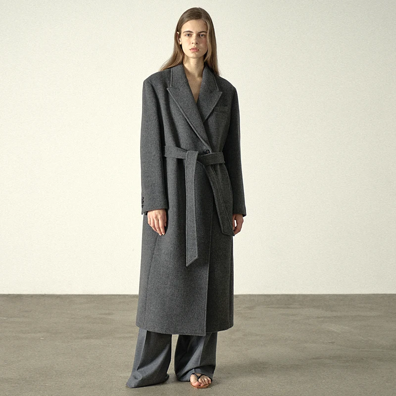 Peaked Lapel Wool Coat for Women 2025 New Autumn and Winter Mid-length Cashmere Wool Coat