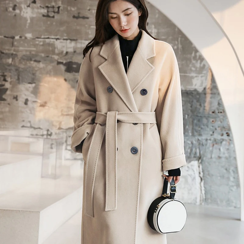 In 2025 the  Peru Winter  Commuting High Quality New Design Cashmere Coat Elegant New Pattern Double-breasted Handmade