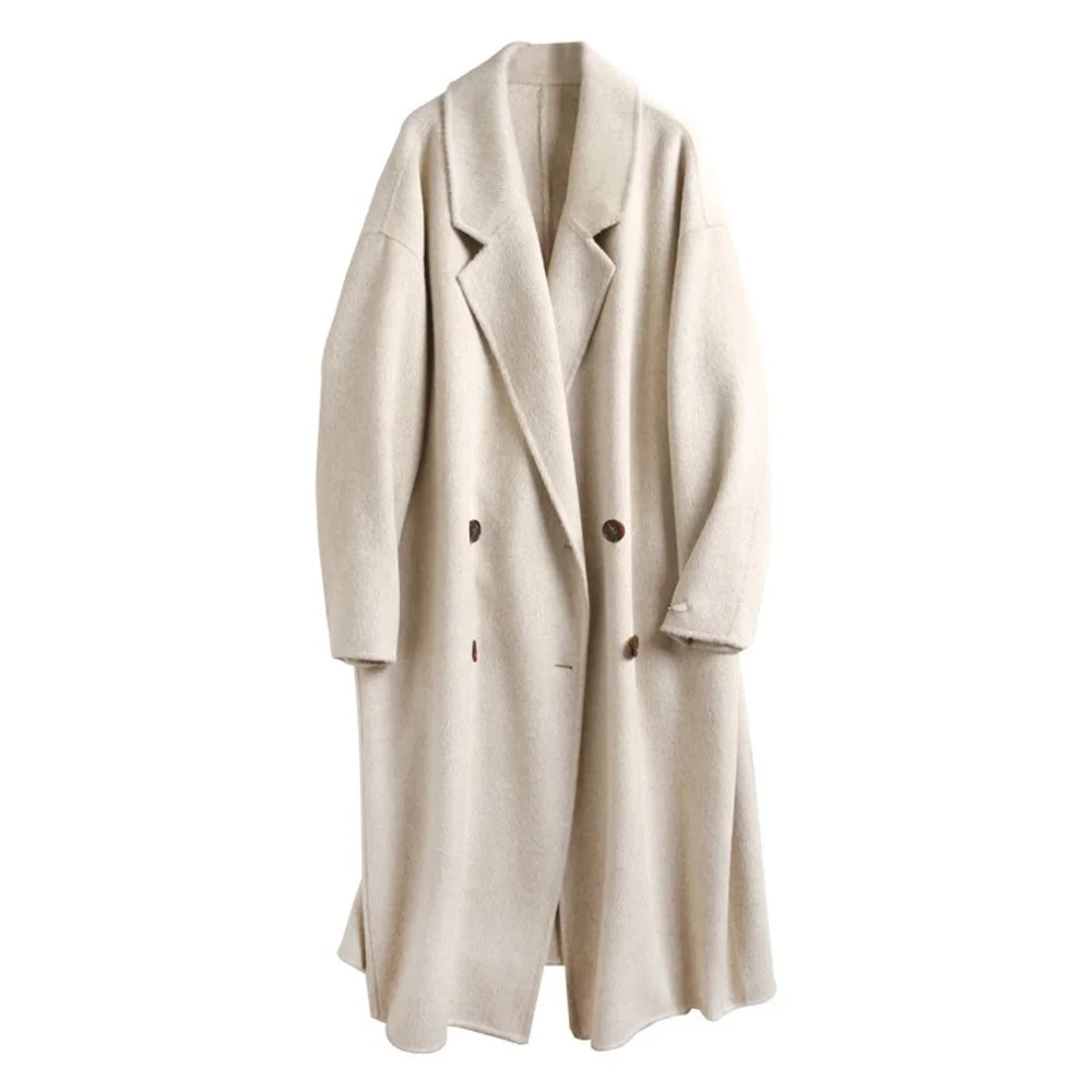 Autumn and Winter Simple Casual Double-breasted Slim Short Wool Women’s Multi-color Coat