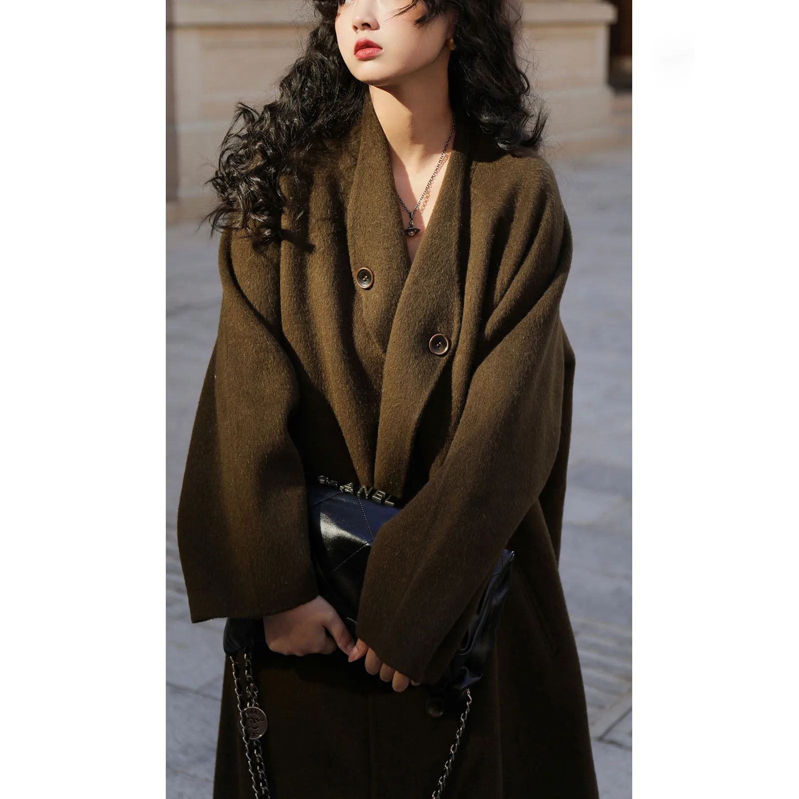 High-quality Alpaca Wool Double-sided Tweed Jacket Women 2025 Winter Models Loose Casual Tweed Coat