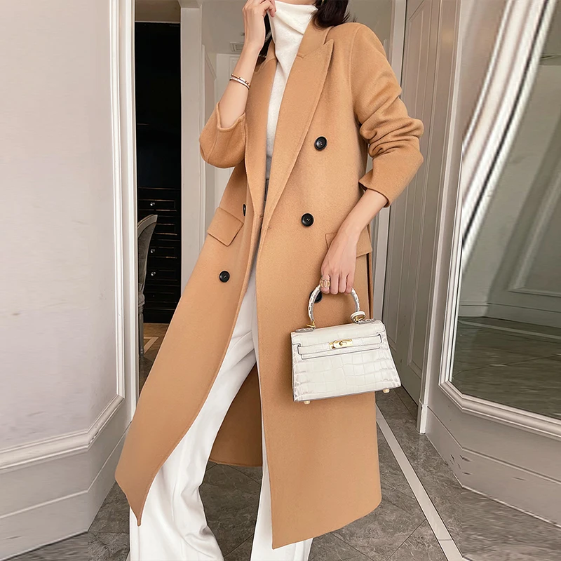 High-end in 2022, the New High Quality Winter Fashion Thickening Keep Warm Handmade Cashmere Coat Double-breasted