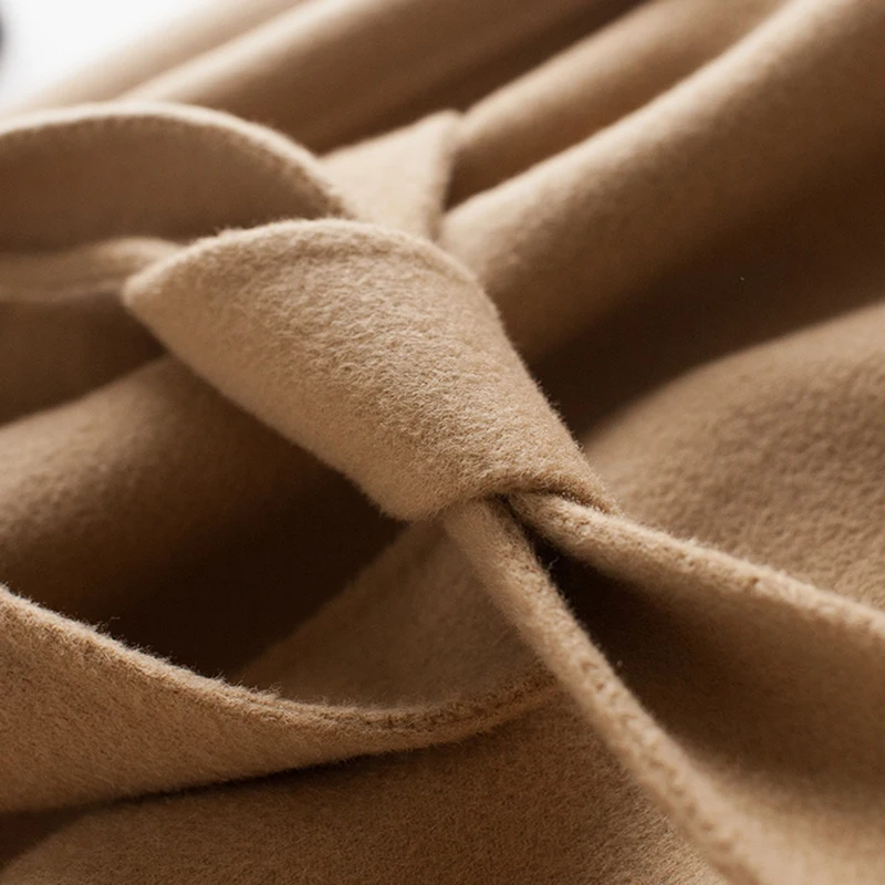 Haute Couture Winter Long Winter Soft Wool Women’s Warm Coat Small Batch Clothing Processing Lace-up Simple