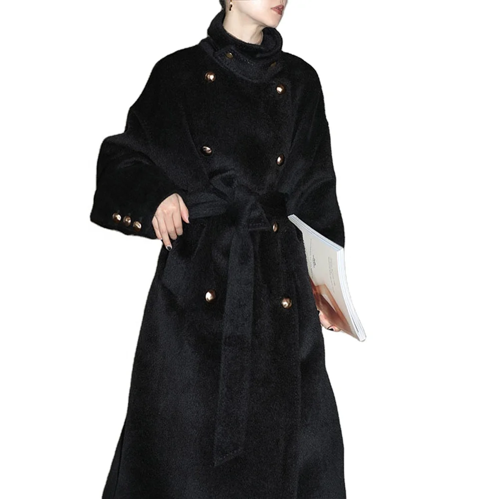 Heavyweight Suli Wool Temperament High Luxury Waistband Slim Alpaca Wool Long commuter Coat Female Winter