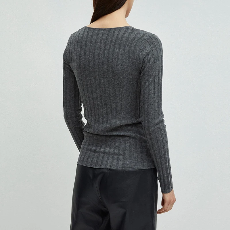 Nordic Style V Neck Knitted Pullover Sweater Wool Knitwear for Women