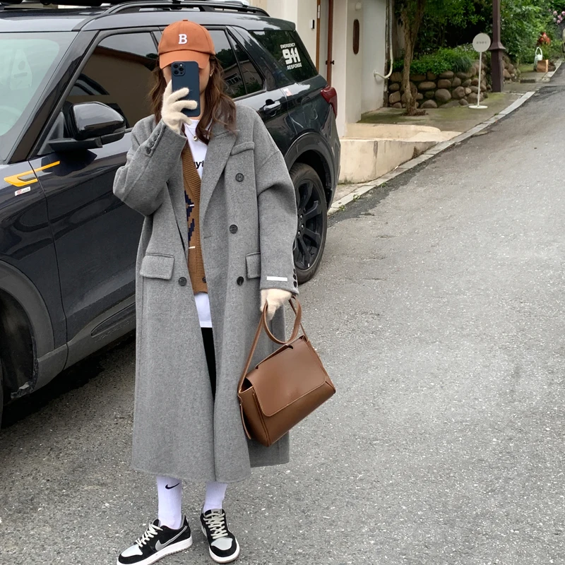 In 2025 the New Small Batch High-end Winter Double-breasted Cashmere Coat Solid Color Unique  Classic Commuting
