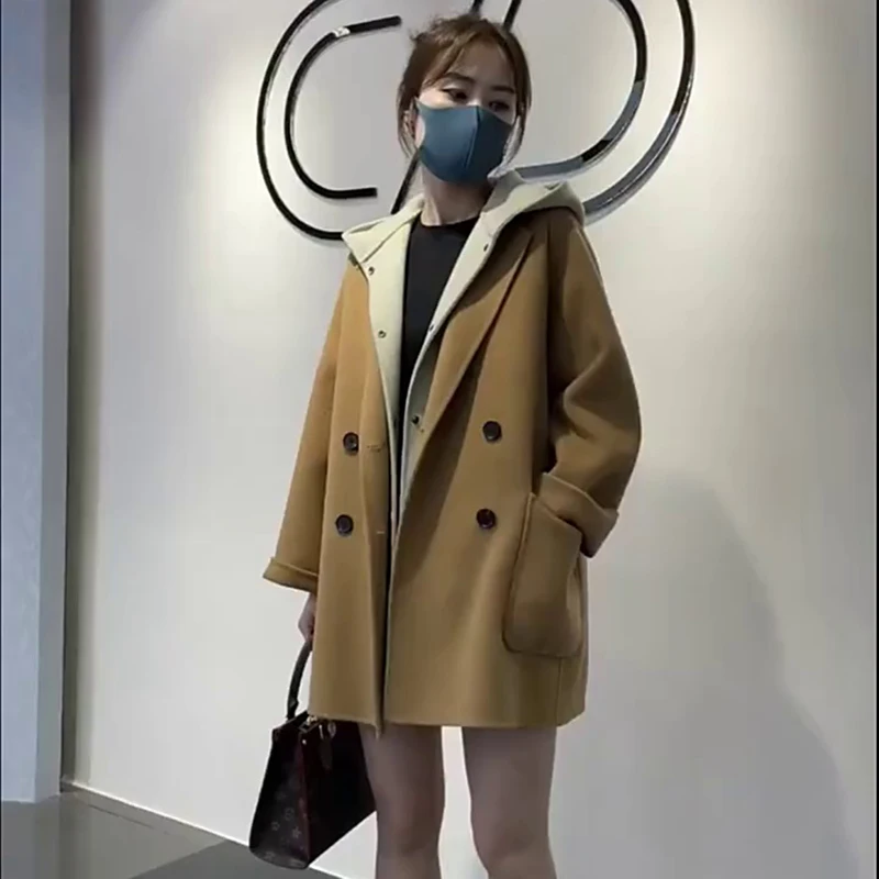 In 2025 the  Peru Winter High Quality New Design Short Payment 100% Wool Coat Elegant New Pattern Double-breasted Handmade