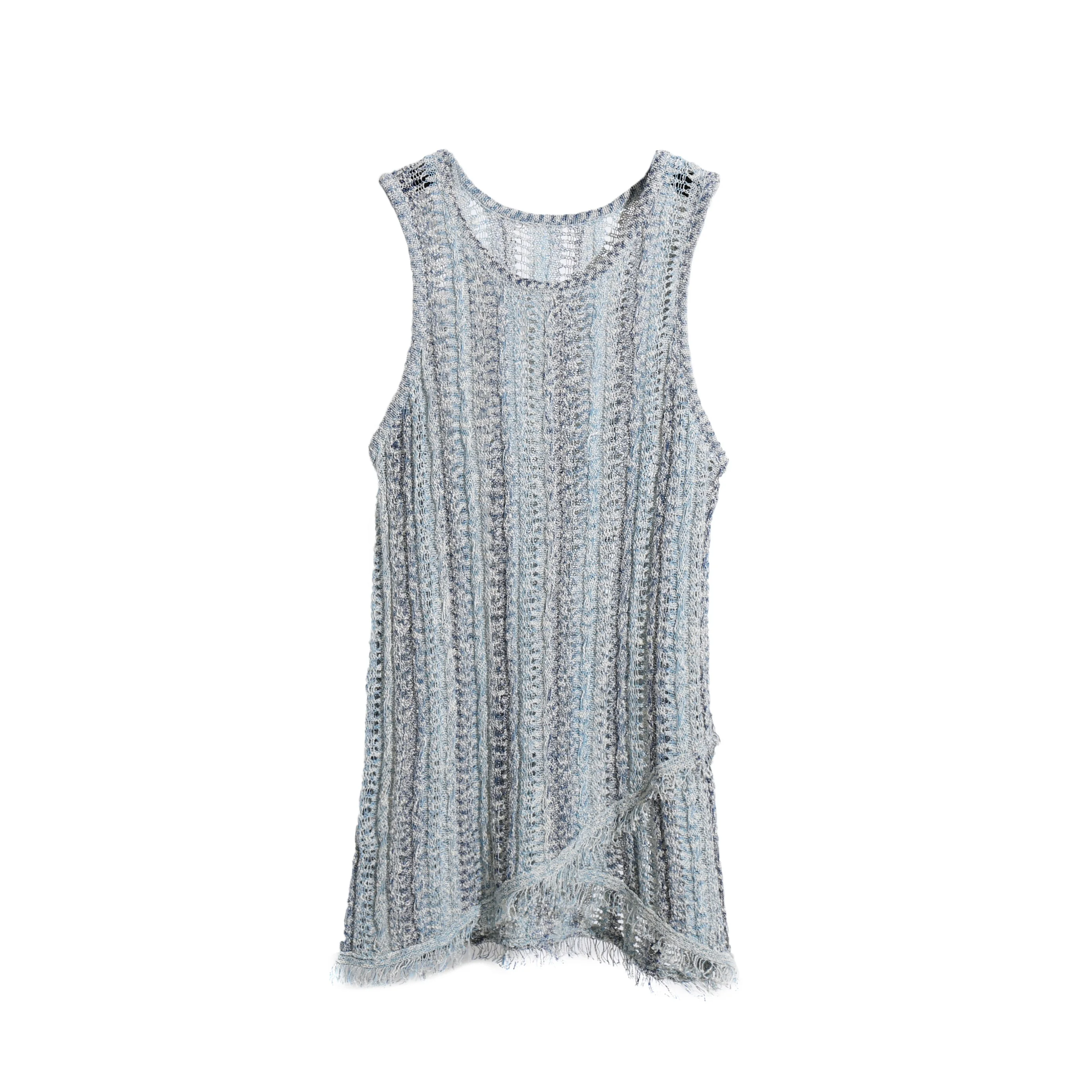 New Design Hollow Out Pullovers Sleeveless Knitted Cotton Sweater Vest Women
