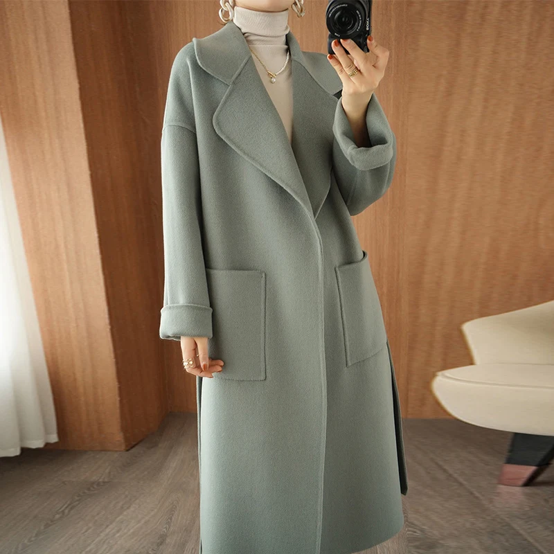 Manufacturing Production  Winter High Quality Keep Warm Cashmere Coat Handmade New Design Classic Stick Pocket