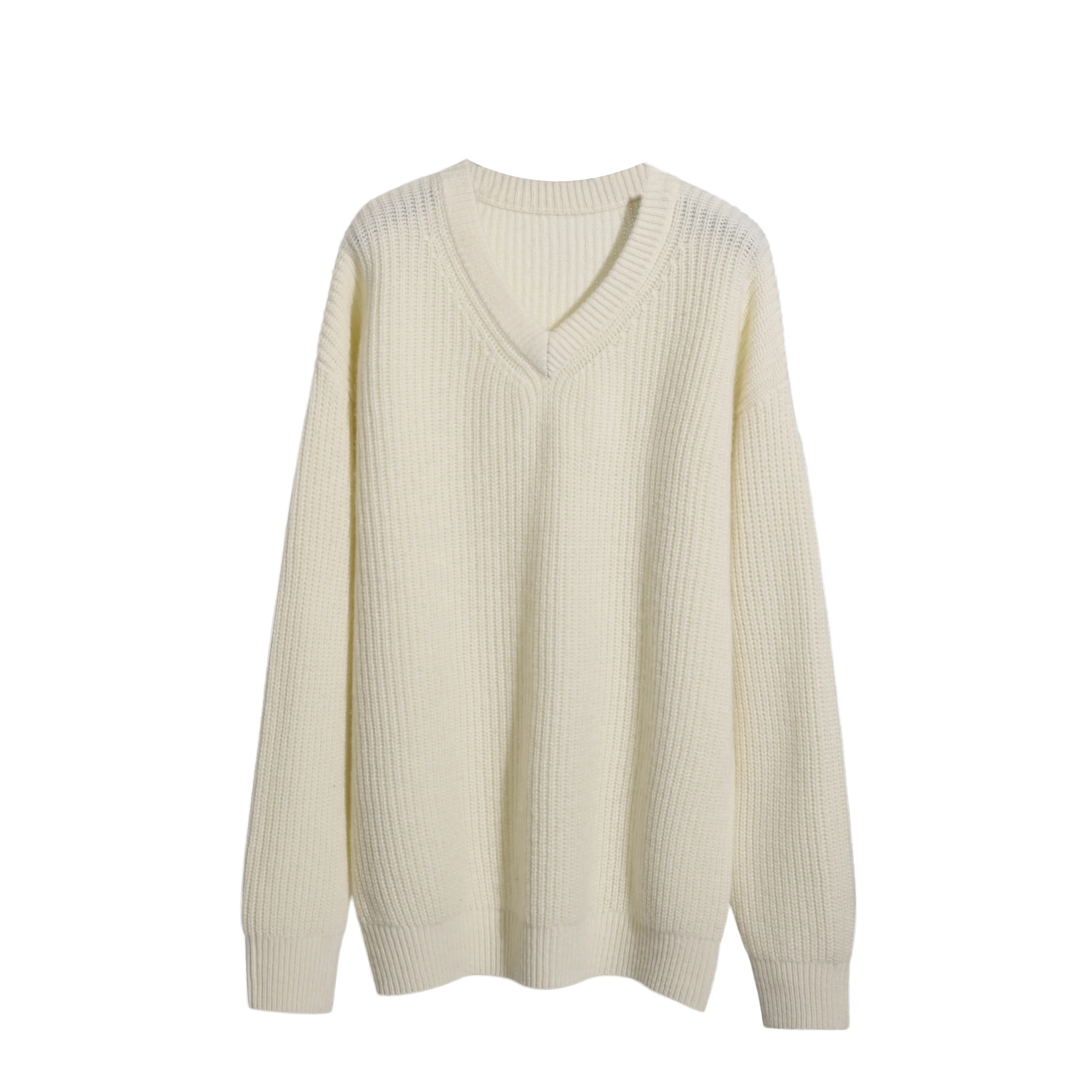 New Arrival Autumn Winter V Neck Pullover Women 100% Wool Knitted Sweater