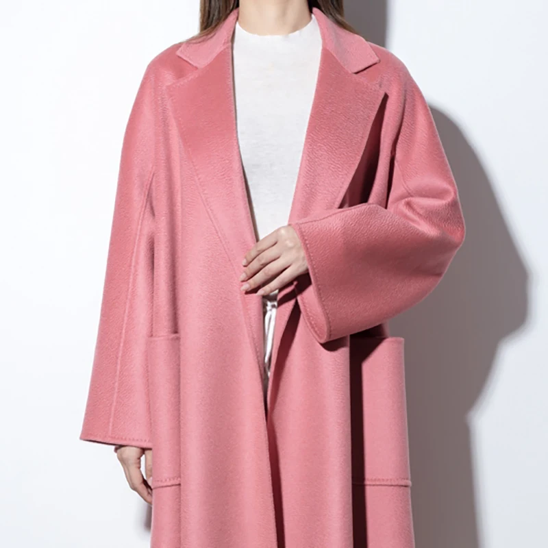 High-end Winter Cashmere Coat Solid Color Hot Sale Handmade Quality Goods Women’s Clothing Handmade Water Ripples