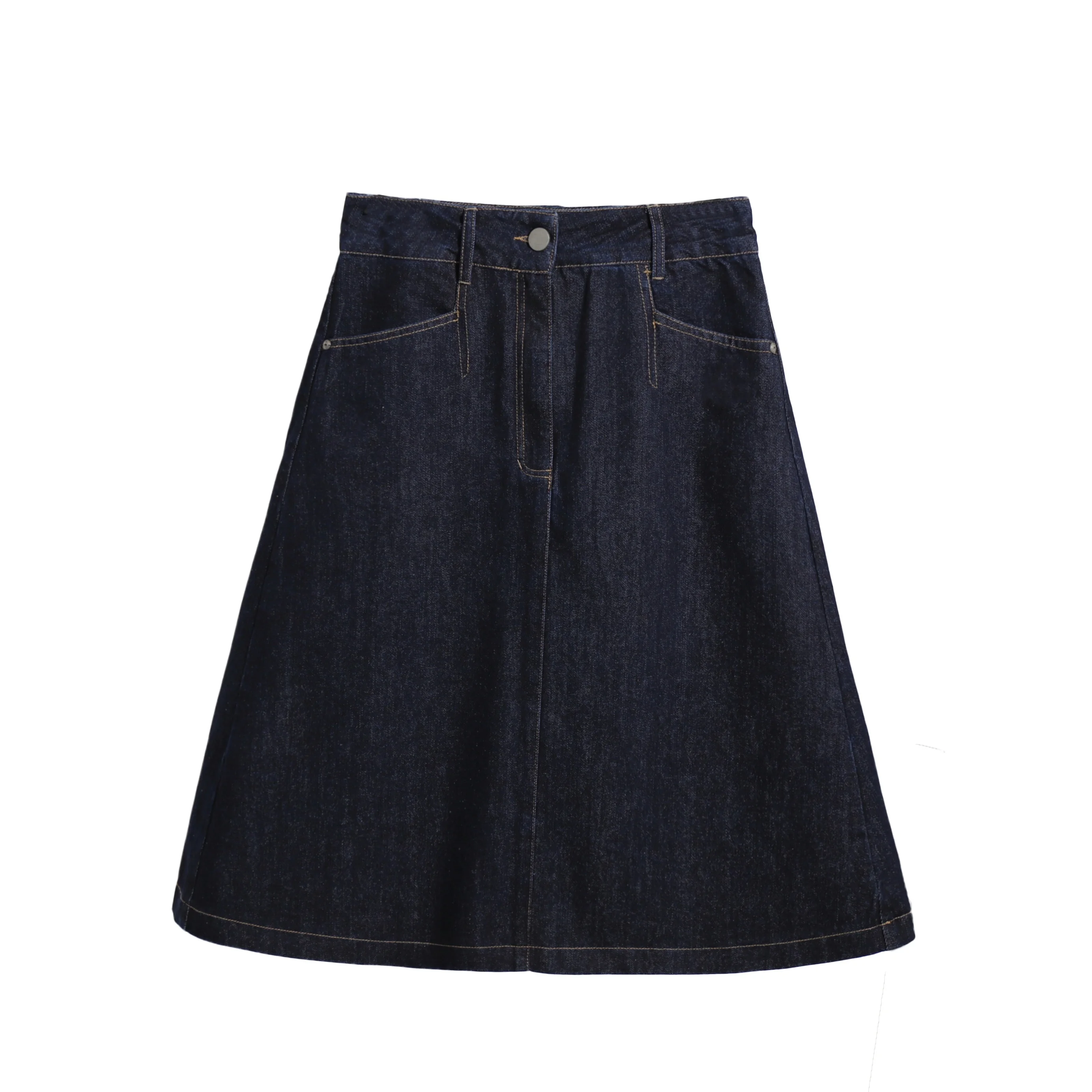High Waist a Line Knee High Plus Size Cotton Denim Jeans Skirts for Women