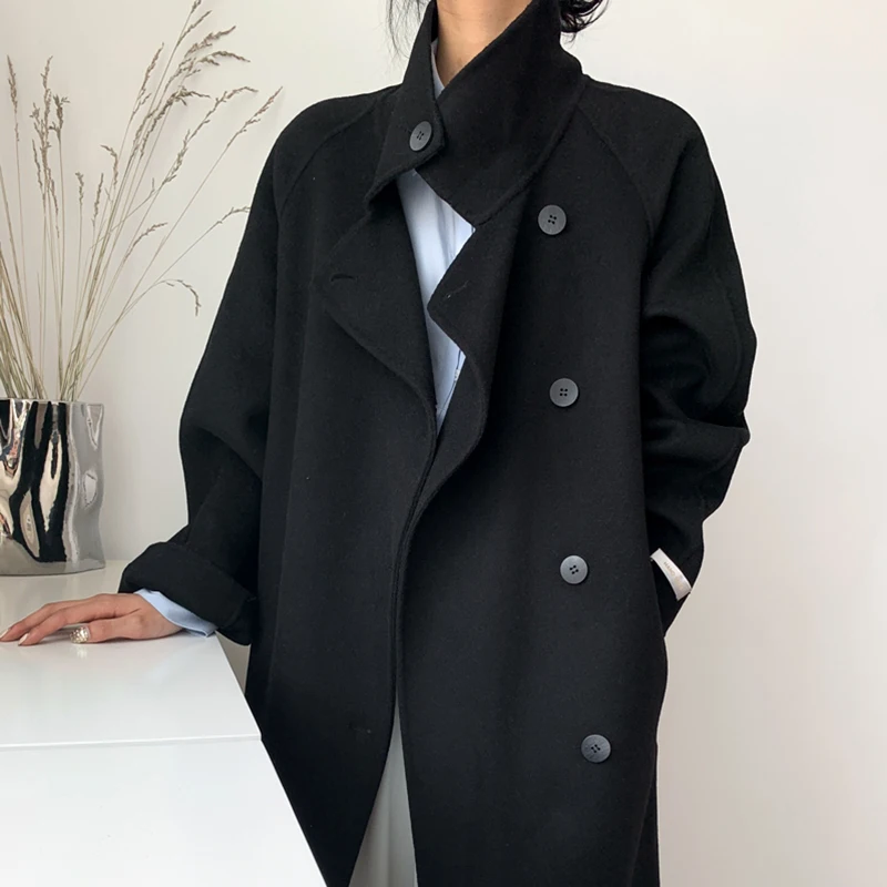 High-end Woolen Goods Winter  Cashmere Coat  Fashion Classic New Design Solid Color Jacket