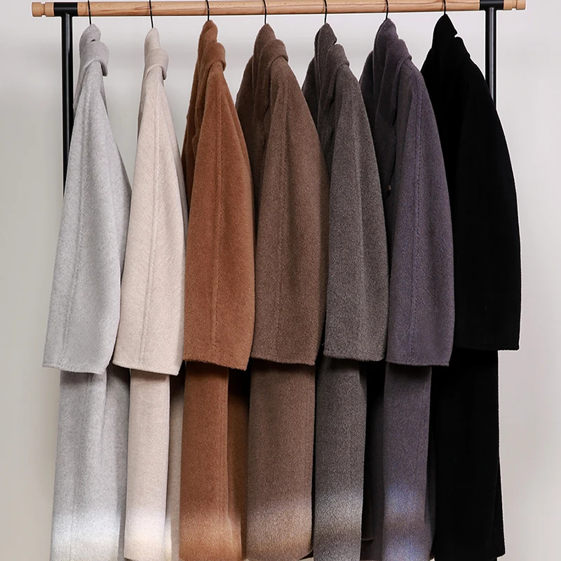 Haute Couture Winter High Quality Alpaca Hair Girls Formal   Long Coat Fashion Classic Popular Design Double-breasted