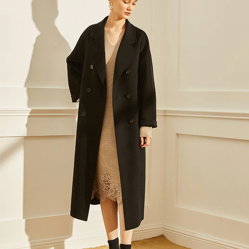 Haute Couture Winter Reversible 100% Wool Coat Women’s Wool and Blended Double-breasted