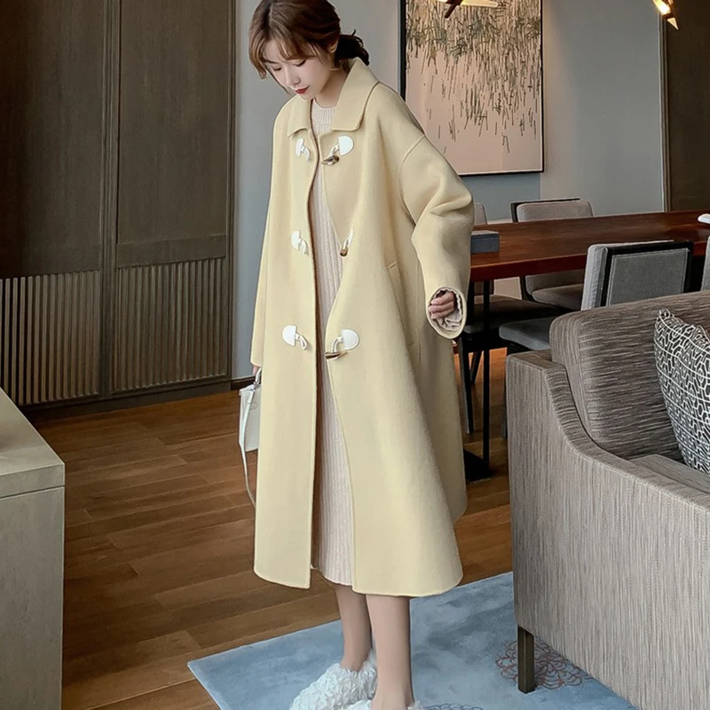 High-end Winter 100% Wool Coat High Quality Fashion Single-breasted New Design European Fashion commuter Handmad